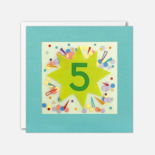 Age 5 Star Birthday Card With Paper Confetti - Shakies By James Ellis