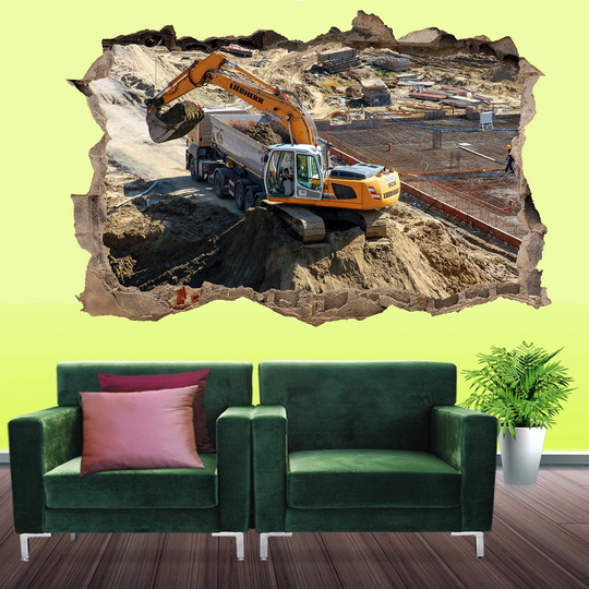 Building Site Excavator Wall Sticker Mural Poster Decal Room Office Nursery Decor Id646