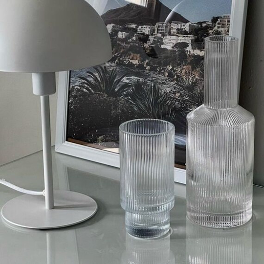 Ripple Crystal Glass Nordic Cup | Ribbed Highball Tall Instagram Cocktail Perfect For Coffees, Matcha, Cocktails, Water UK Stock