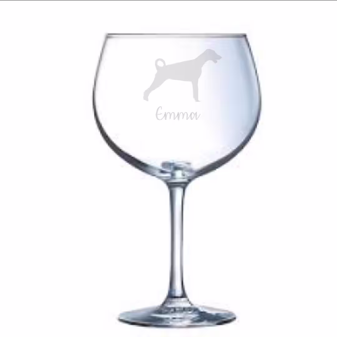 Personalised Doberman Engraved Gin Glass, Gift, Dog Gift, Owner, Glass