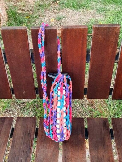 Rainbow - Knitting Bottle Holder | Macramé Bag