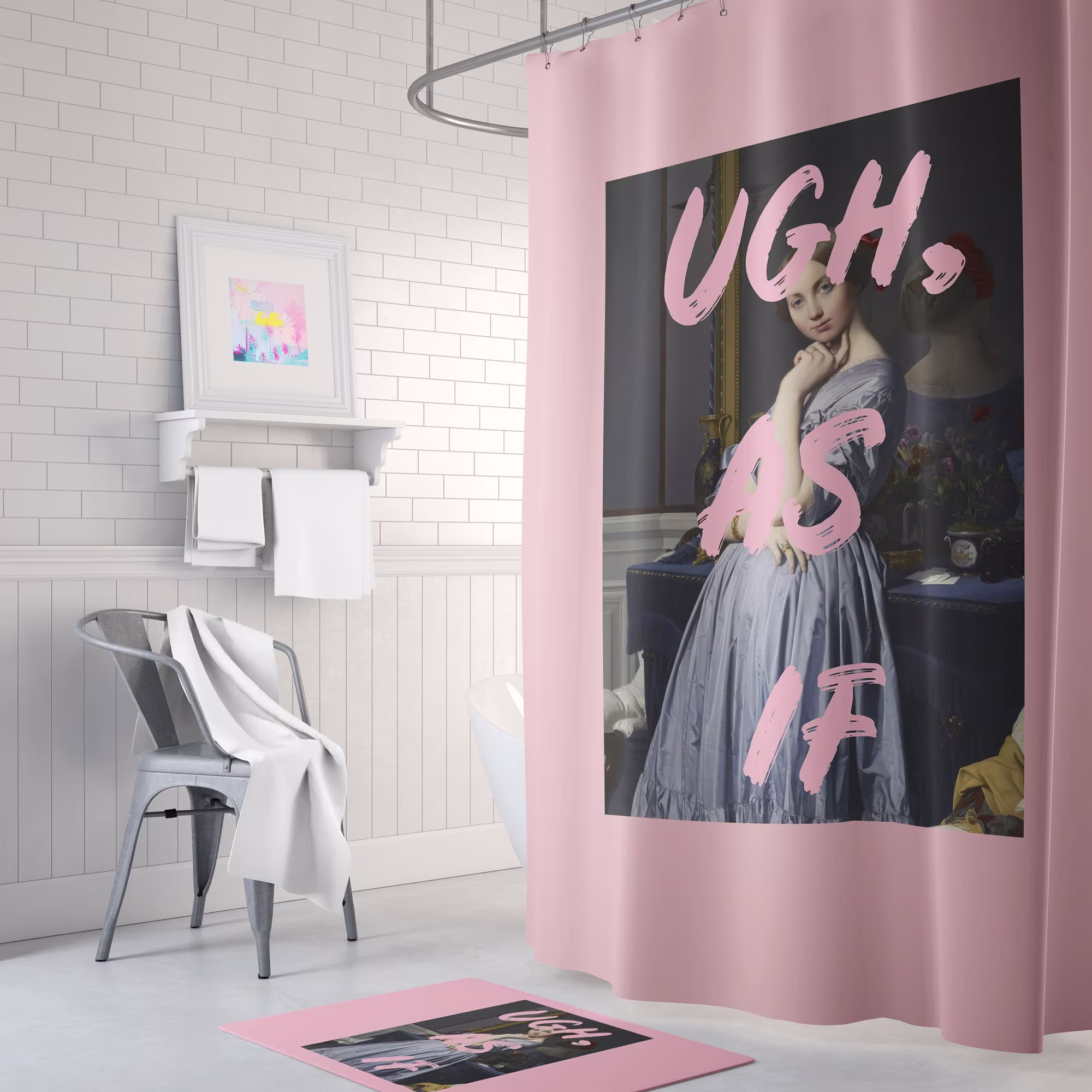 Pink Shower Curtain - Ugh, As If Decor Dorm