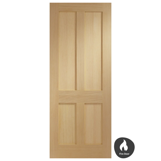 Internal Oak Victorian Shaker 4 Panel Fire Door