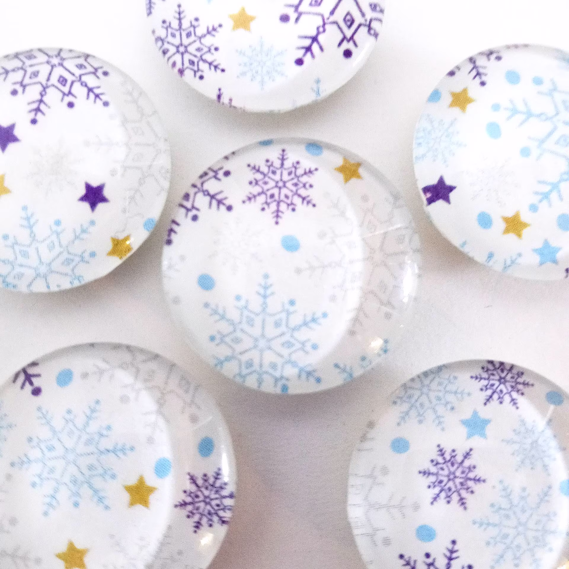 Snowflake Magnets, Glass Magnet Set, Cute Winter Decor, Gifts, Office Accessories Christmas