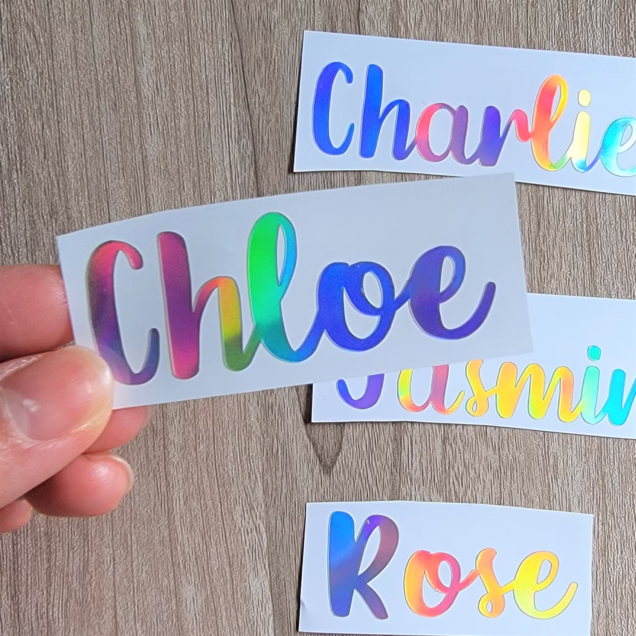 Holographic Name Decal Sticker, Custom Text Decal For Windows, Tumblesr, Cups, Water Bottles, Wine Glasses, Weddings, School Labels