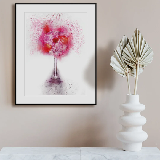 Pink Gin Glass - Picture Frame Graphic Art