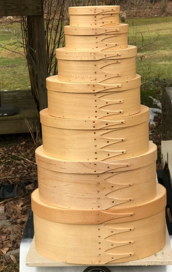 Maple & Pine Shaker Oval Boxes Stack Of 7 Sizes 0-6