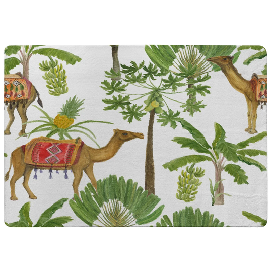 Layton Camels and Palm Trees Shaggy White/Green Rug