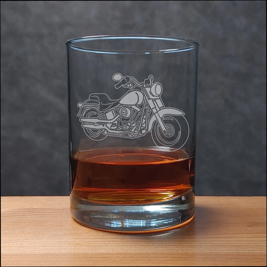 Motorbike 13 Oz Engraved Whiskey Glass - Free Personalization Etched Personalized Gift