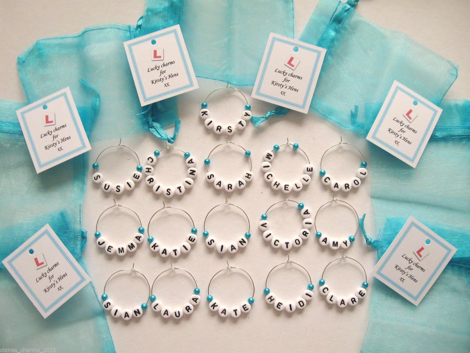 Personalised Hen Party Favours - Name Wine Glass Charms Night/Bride To Be Team Wedding Favour