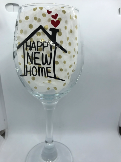 New Home Wine/Pint Glass Lovely Happy New Gift House Warming