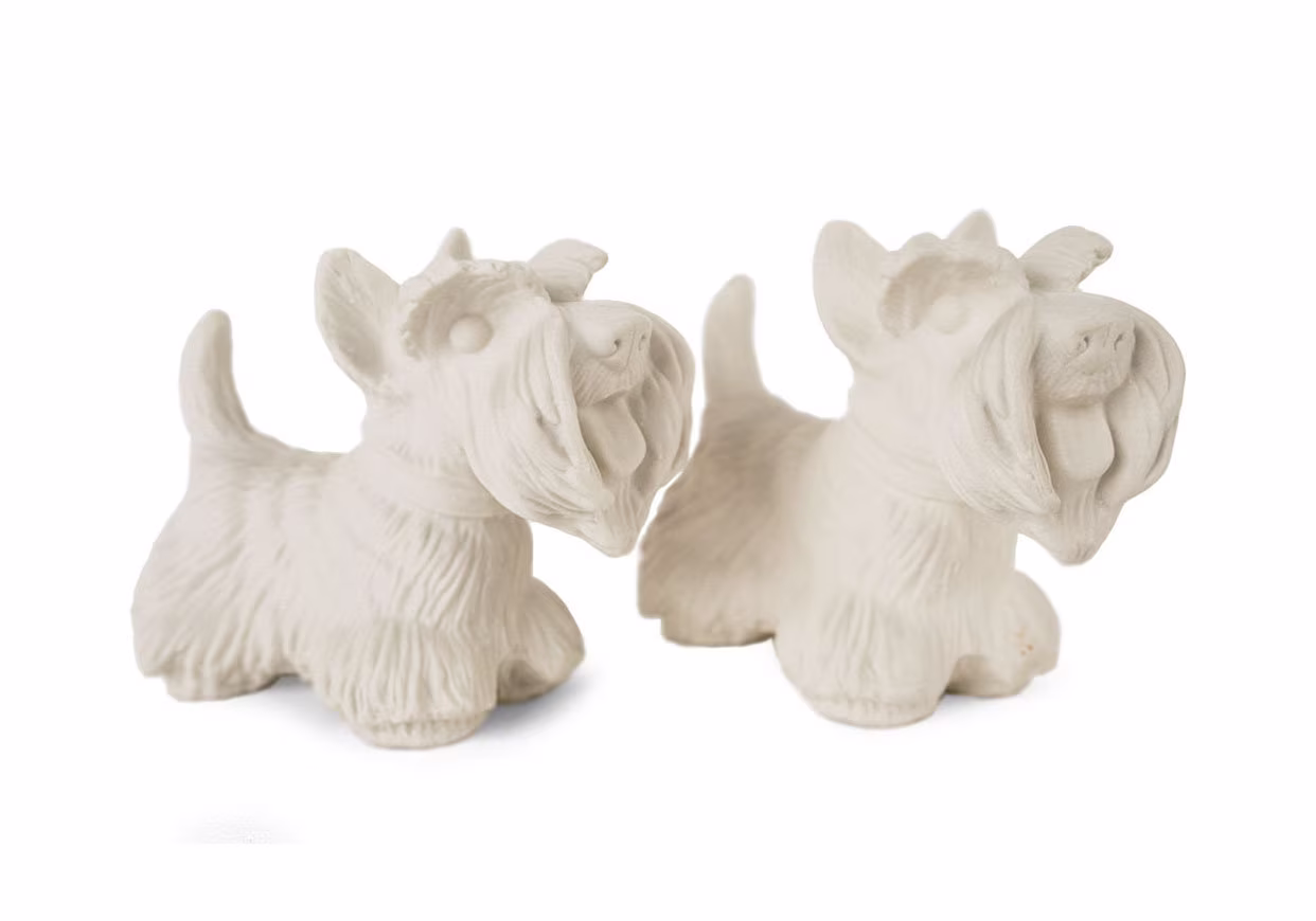 Scottish Terrier Handmade Unpainted Ceramics Cruet Set Mini Unglazed | 6cm X 8cm