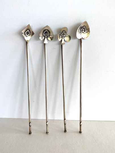 sterling Silver Julep Spoons | 4, "Poker