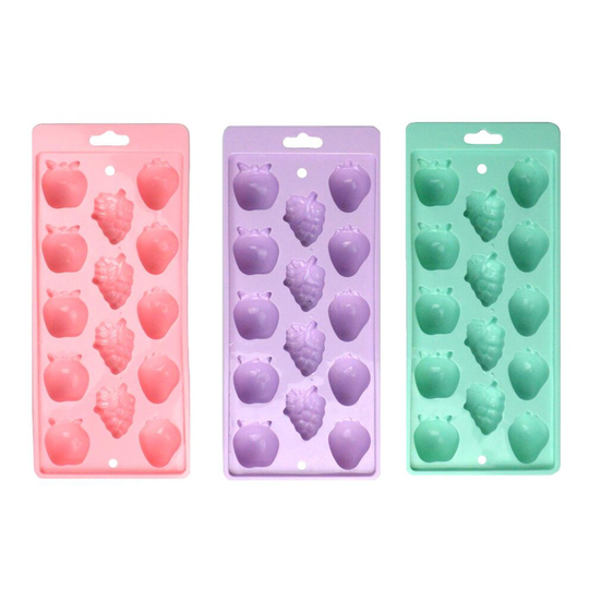 Ice Cube Trays In Pastel Colours Fruity Design Ice Mould Re-usable Easy Release