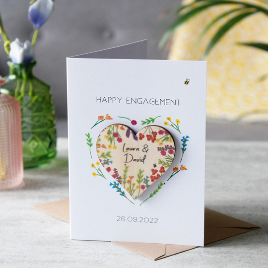 Wildflower Magnet Engagement Card - Got Engaged She Said Yes Happy Personalised Letter Box Gift 3D Card