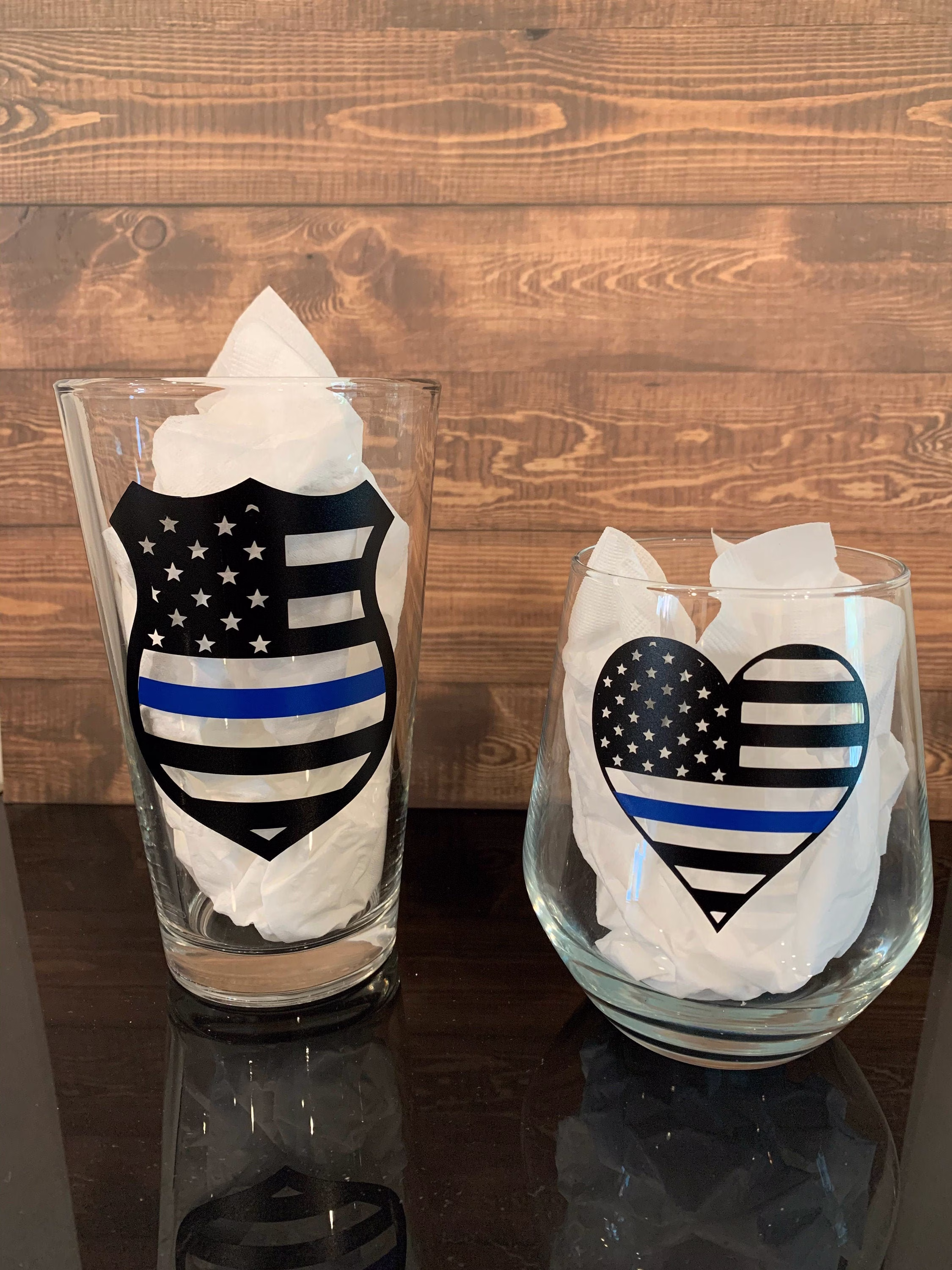 His & Hers Blue Line Glassware Set
