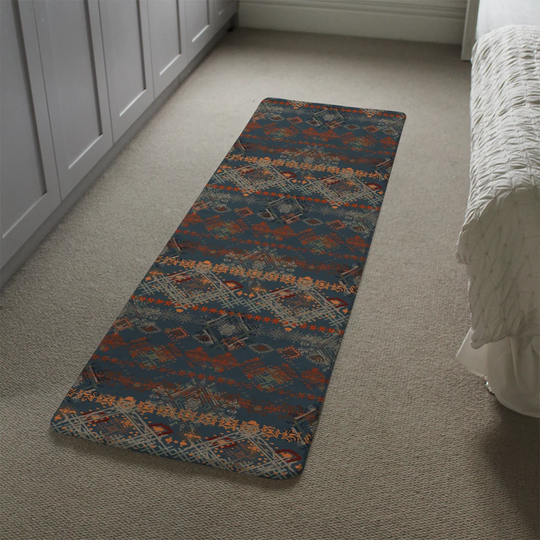 Krupp Ethnic Boho Distressed Pattern Designer Shaggy Indigo/Orange/Brown Rug