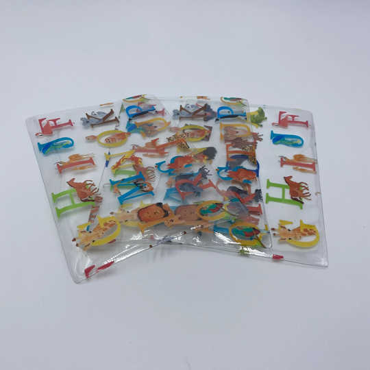Alphabet, Multi Color, Animals, Children, PVC Shaker Bow Sleeve, 10cm X 15cm | 4In 6In, Supplies, Diy Hair Bows