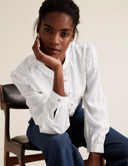 Tencelâ„¢ Ruffle Blouse cream