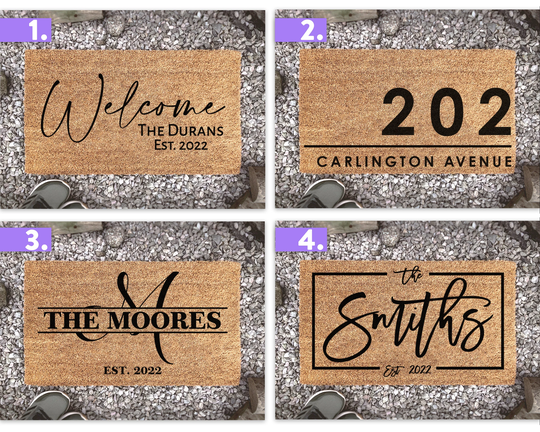 Custom Welcome Mats - Personalized Rugs Housewarming Gifts Doormats Closing Gift Font Door Mat Monogram Rug