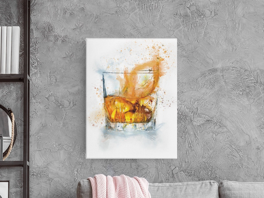 Whisky Glass Art Canvas. Whiskey Wall Art. Alcohol Wall Decor. Framed Drinks Canvas