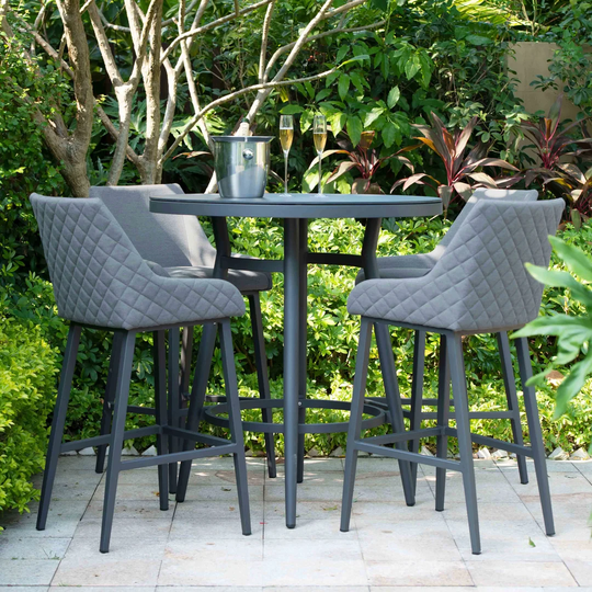 Lorain Outdoor Fabric 4 Seat Round Bar Set