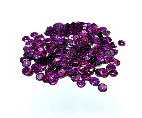 Hologram Royal Plum Slightly Cupped Sequins 6mm