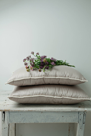 Sleep Pillows. Natural Wool Pillow With Gray Cotton Sateen Shell. With Internal Foam Filled For Best Comfort. Gray Bedroom Decor