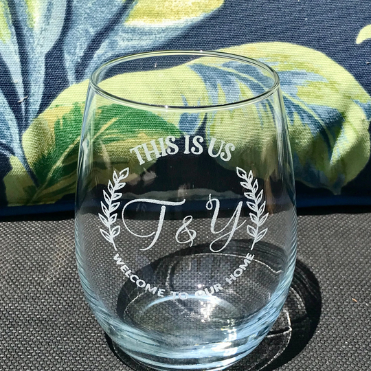 Engraved Family Wine Glass, Personalized Couple Stemless 20Oz Glass For Lovers, Wedding Gift, Housewarming Gift