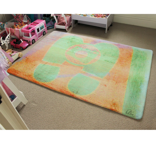 Harlan Feet Designer Shaggy Orange/Green Rug
