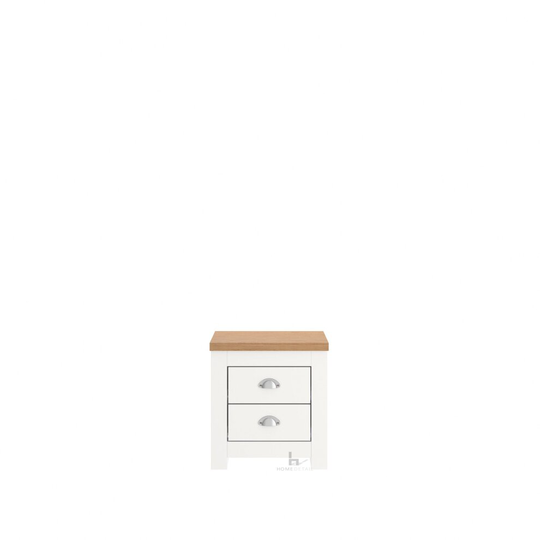 Lancaster Bedside Table with 2 Drawers in White