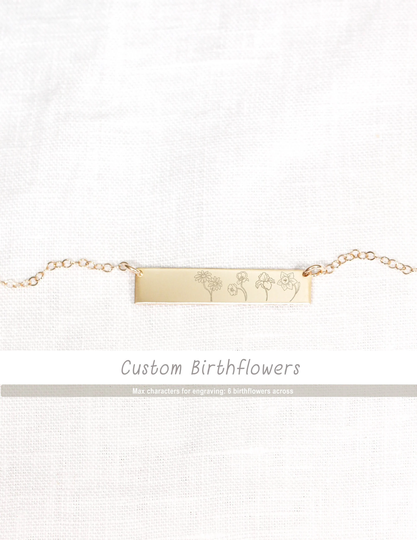 Combined Flower Necklace Personalized Birth Jewelry Bar