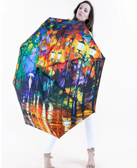 Classic Art Colorful The Walk in Rain Printed Umbrella. Art Print Umbrella