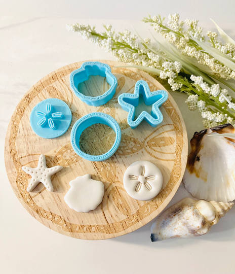 Mini Sea Shell Set, Starfish, Clam Shell, Sand Dollar, Under The Sea, Clay Stud, Fondant Cutter, Mold, 3D Polymer Cutter Set