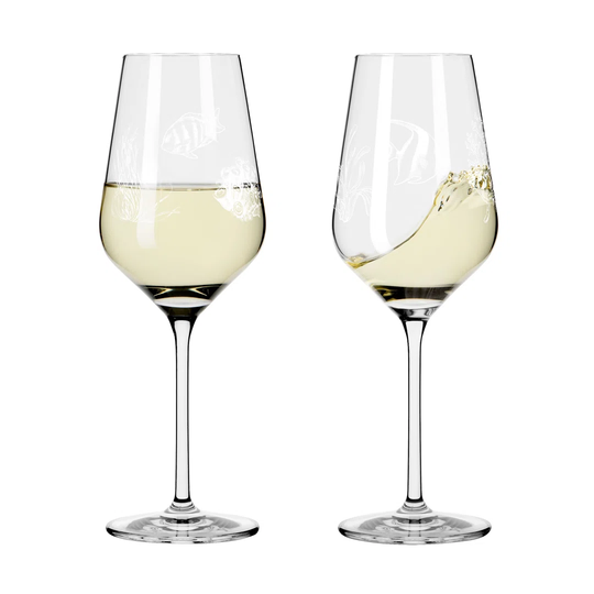 RITZENHOFF Oceanide White Wine Glass Set #1 by Romi Bohnenberg, made of crystal, 380ml, dishwasher safe, in gift box