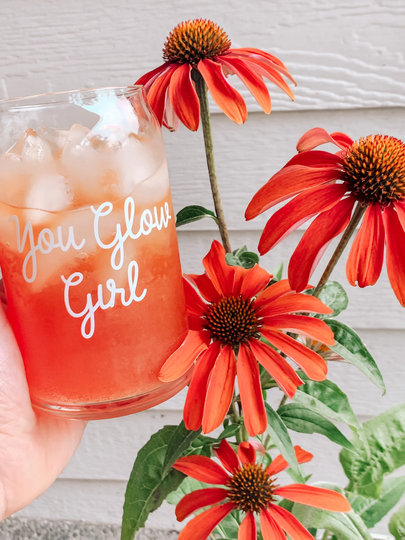 You Glow Girl Beer Can Glass | Custom Iced Coffee Arbonne L Cup Soda