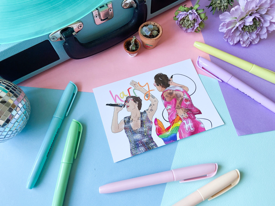 Harry Styles Rainbow Postcard