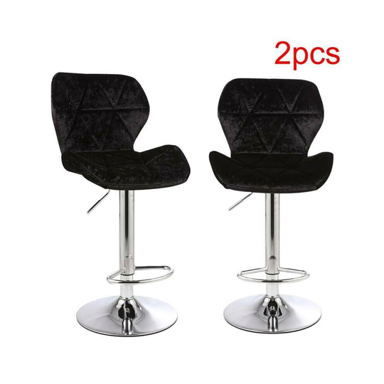 Bar Stools Set of 2 Crushed Velvet Adjustable Swivel Dining Counter