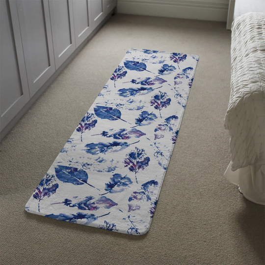 Lanesboro Autumn Leaves Designer Shaggy White/Blue Rug