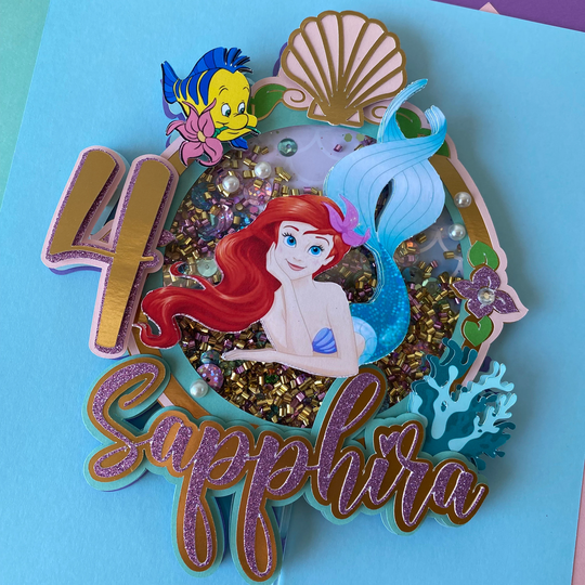 Little Mermaid Cake Topper/ Shaker Cake Topper