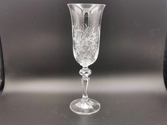 Large Flute Style Liqueur Glass, Nice Quality Crystal, Bearing The Star Of David Vgc 20.5cm Tall