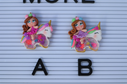 Unicorn Clay, Shaker, For Bows, Clays Bow Embellishments, Supplies, Centers, Centers Badge Reel