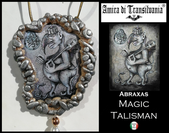 Abraxas Talisman Protective Amulet Evil Eye Pendant Gothic Witch Handmade Necklace Macabre Jewelry Witchcraft Demon Occult Lemegeton Goetia