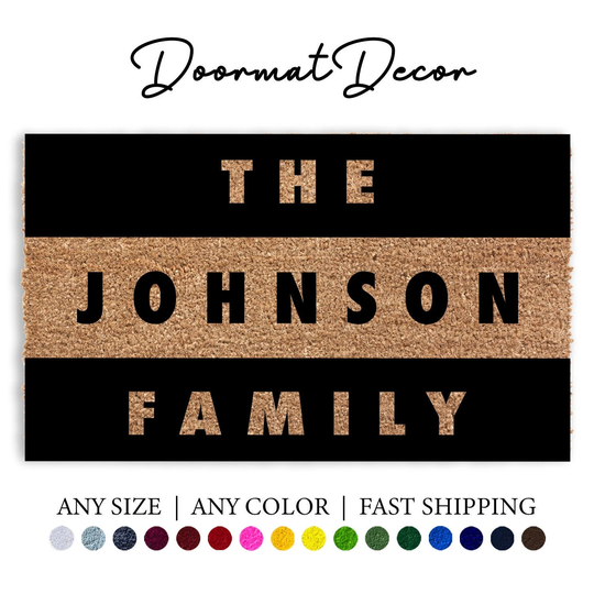 Welcome To Family Home Doormat, Flocked Coir Door Mat, Engagement Wedding Gift, Realtor Client Outdoor Rug, Double