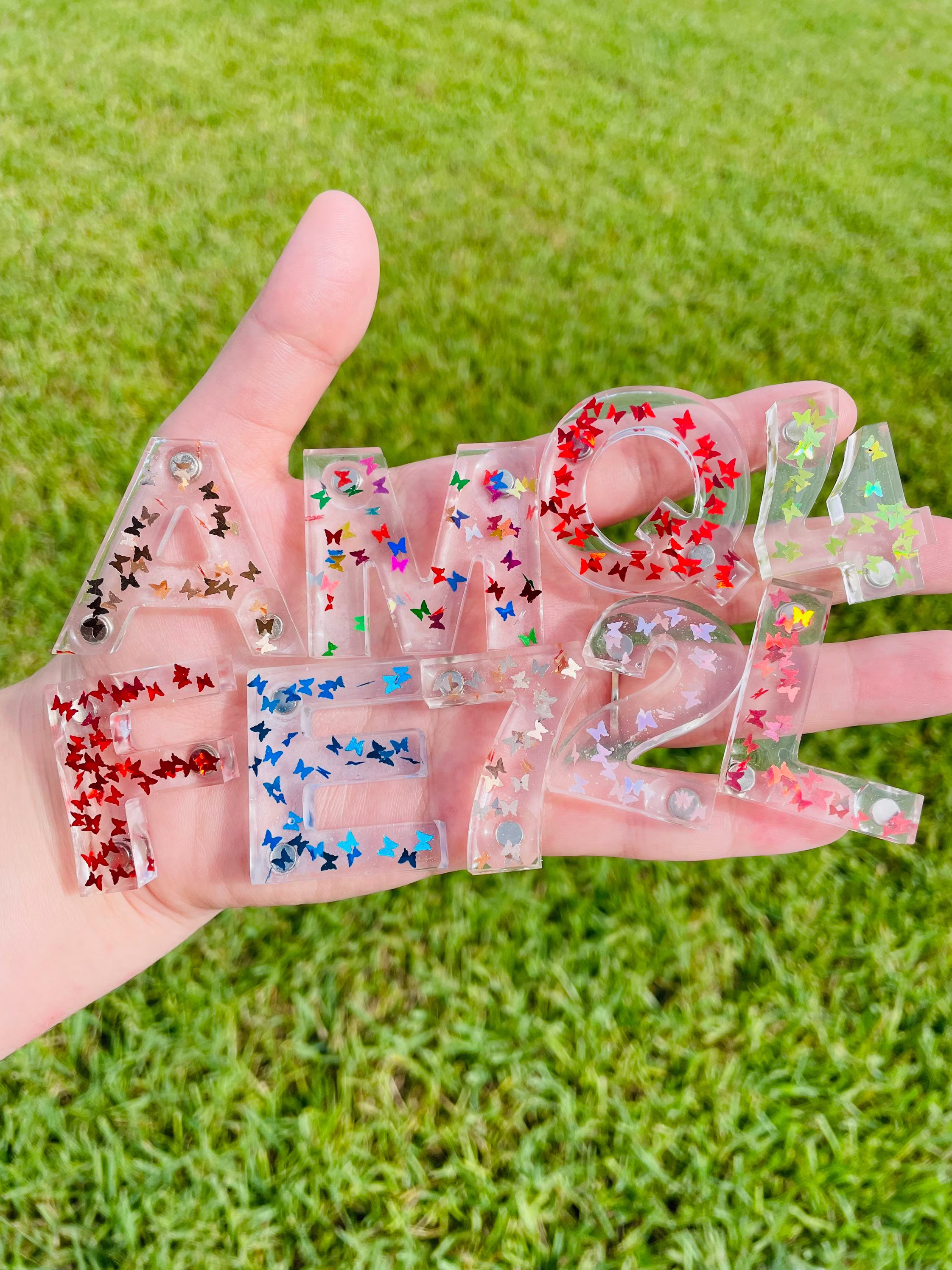 Butterfly Resin Alphabet & Numbers Magnet Set - Handmade Personalized A-Z 0-9 Abc Magnets Learning Kids Toys