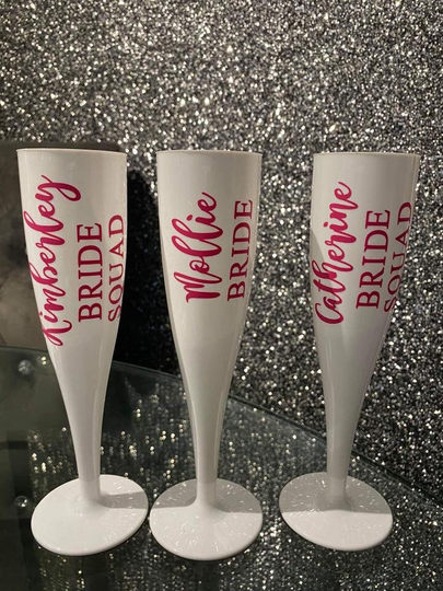 Personalised Champagne Flute Transfers Decal Wedding Hen Do Bridal Bride It Your Self Diy Wine Glass Vinyl Sticker Rose Gold
