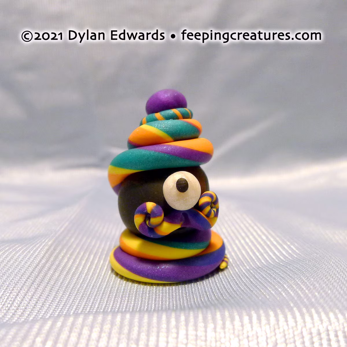 Mustache Cyclops Lgbtq Pride Flag Colors - Feeping Creatures Polymer Clay Monster Figurine