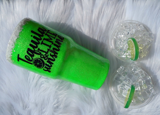 Margarita Ice Cube Glitter Tumbler - Tequila Lime & Sunshine