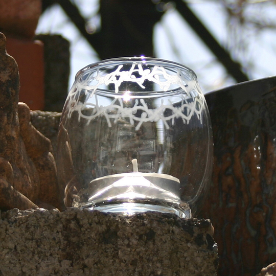 Barbed Wire - Exclusive Design Barb Wire Bordered T-Light Holder. Gothic, Biker, Weddding, Halloween Personalization Available