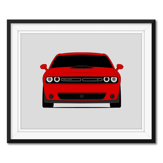 Dodge Challenger Rt With Shaker Hood Scoop | 2015-2017 3rd Generation Inspired Car Poster Print Wall Art Decor Cx1 | Unframed
